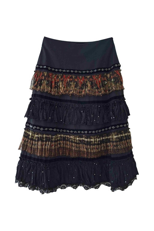 Velvet and sequined skirt
