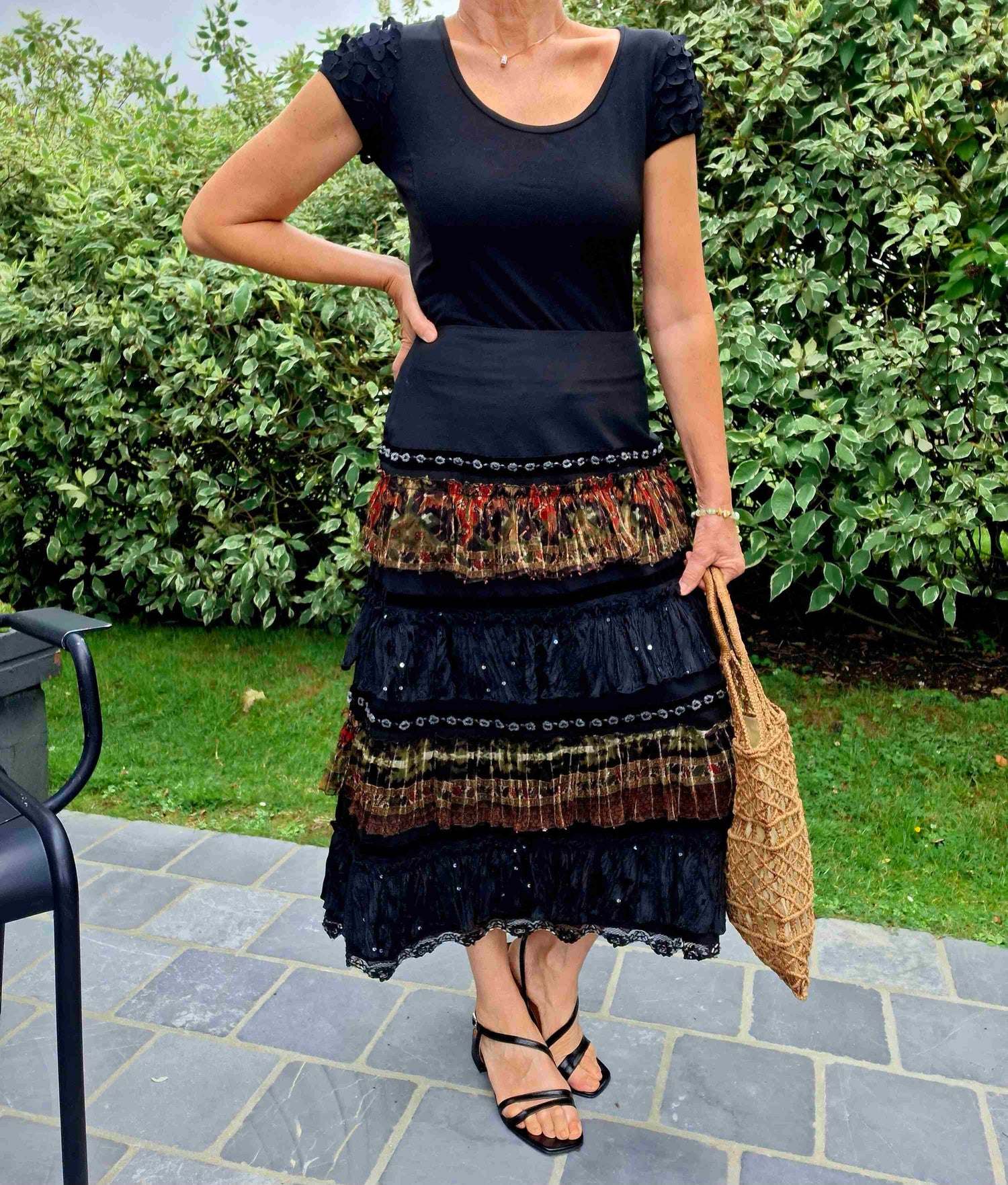 Velvet and sequined skirt