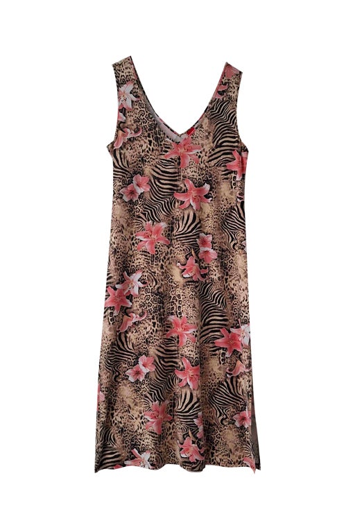 Leopard print floral dress