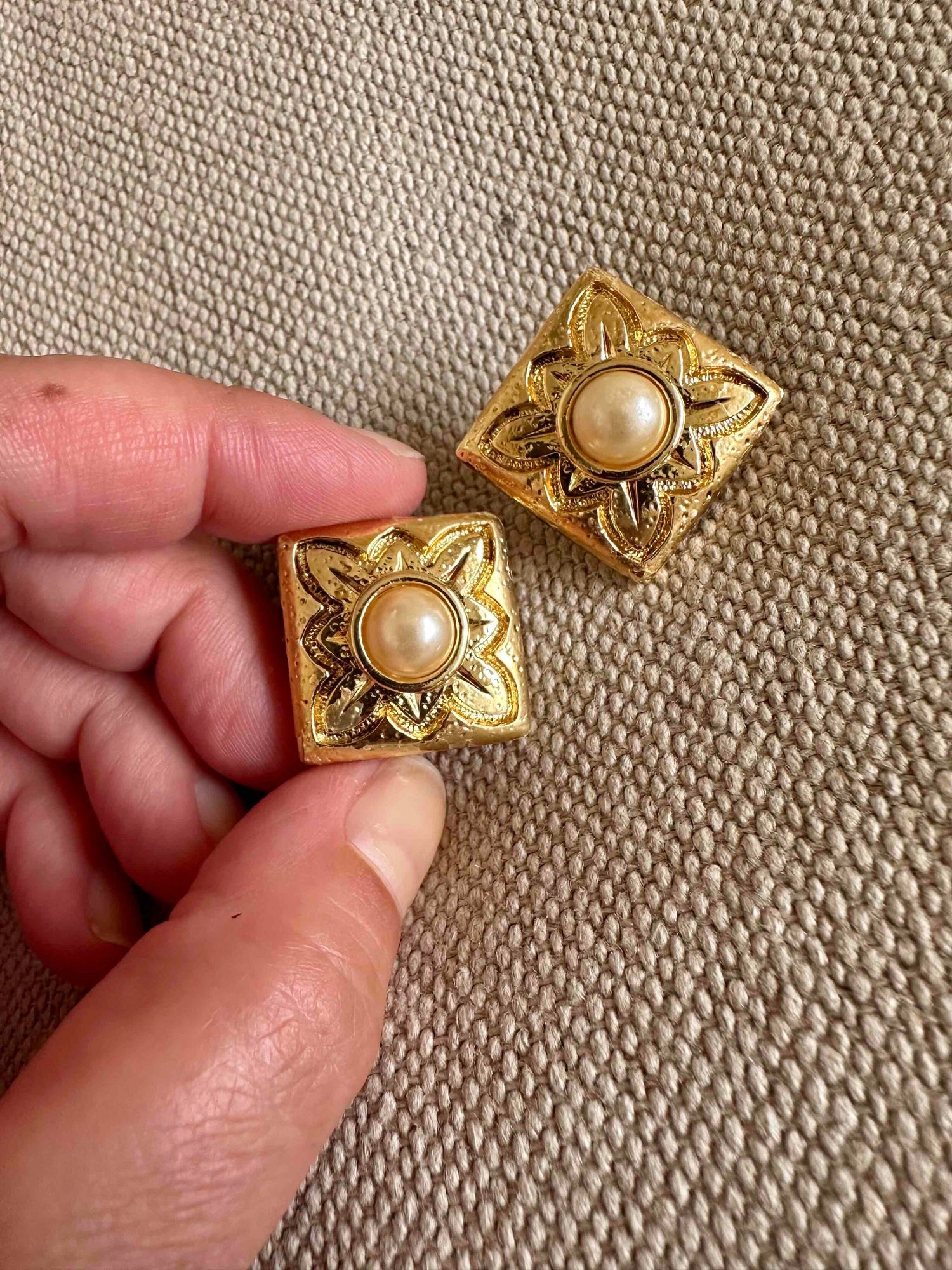 Clip-on earrings made of brass