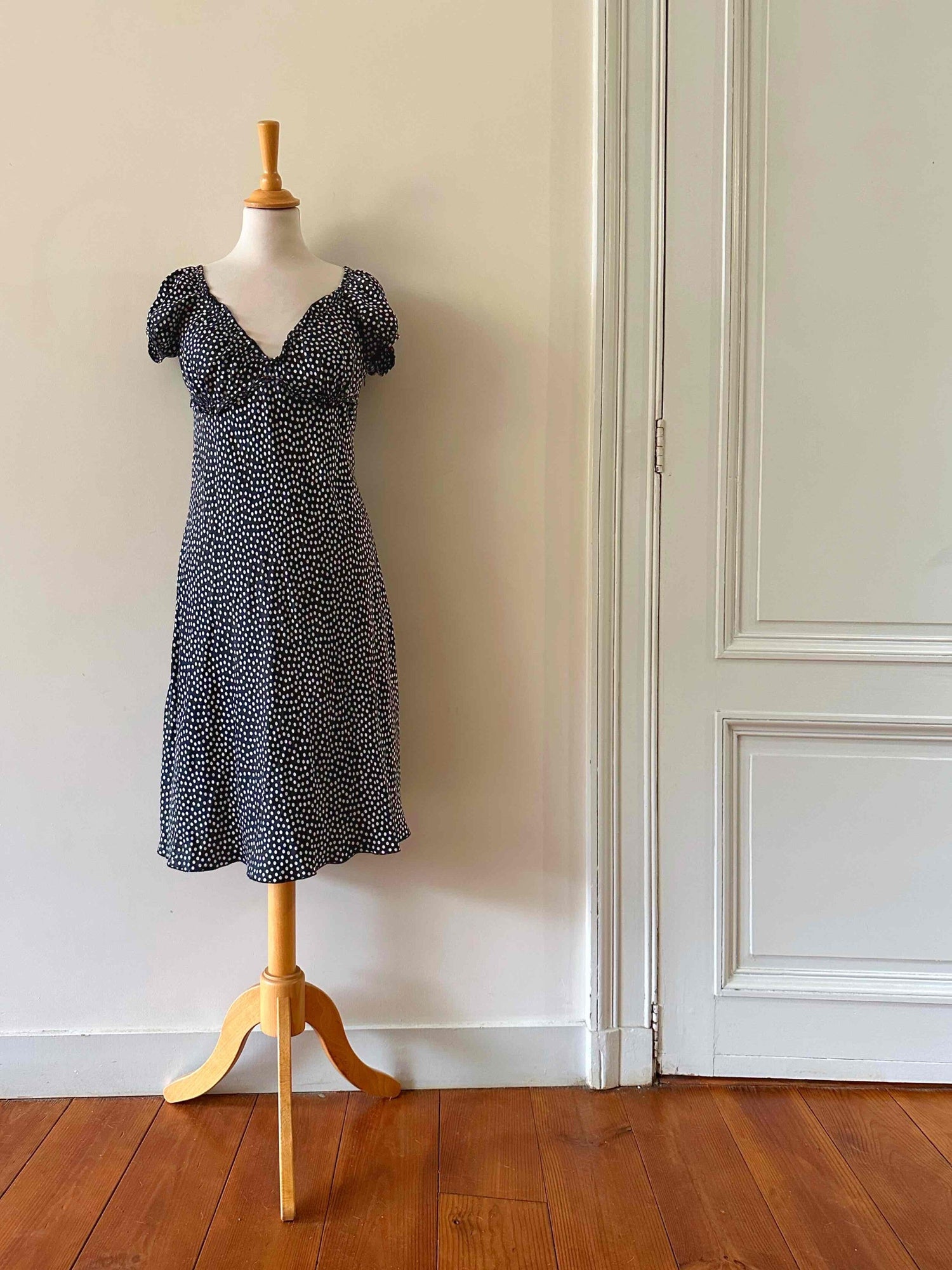Silk dress with polka dots