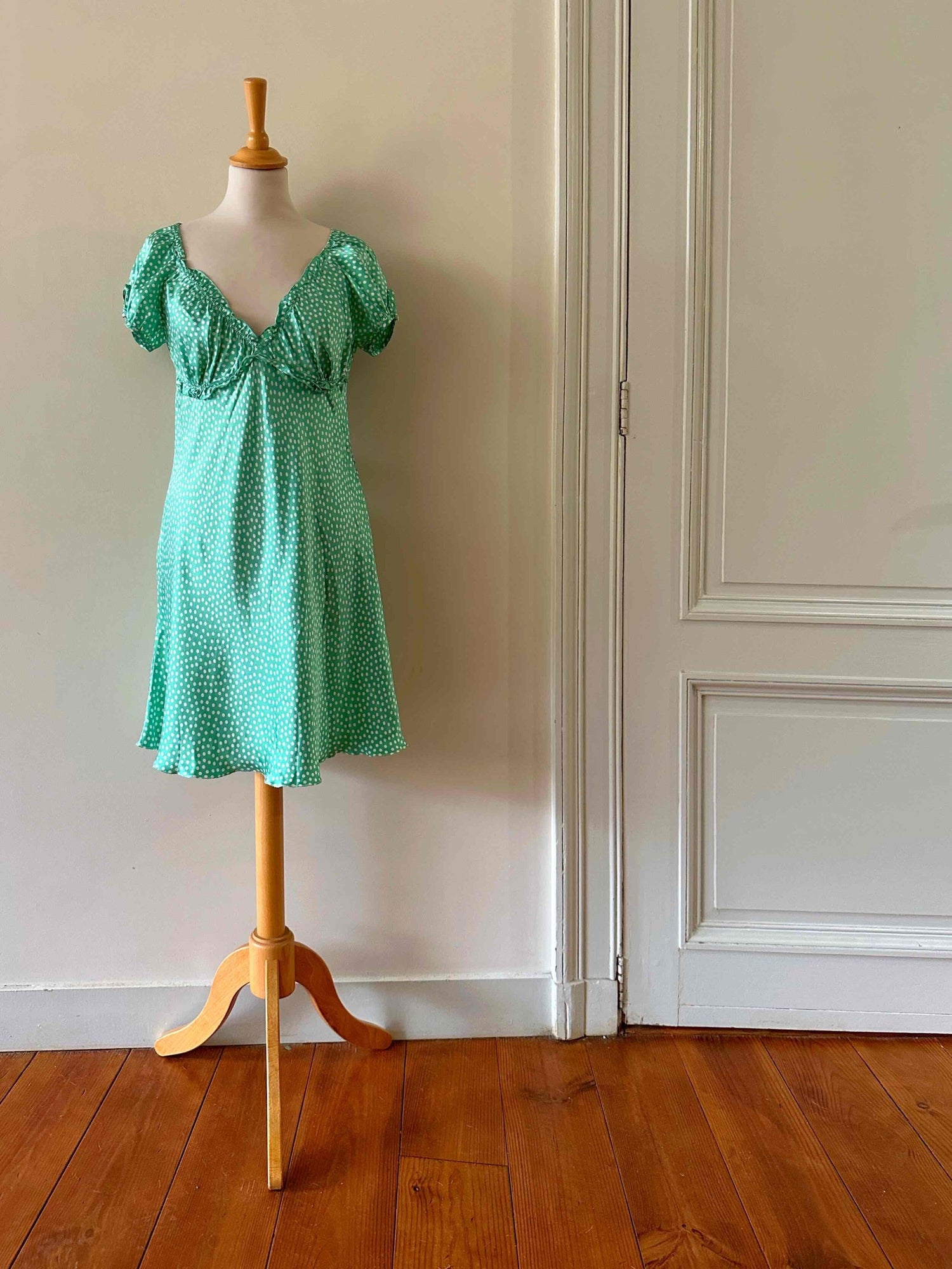 Silk dress with polka dots