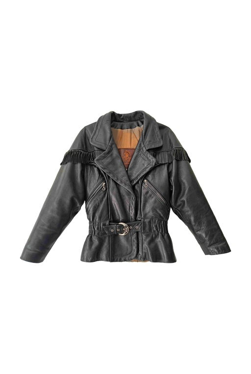 Veste en cuir à franges