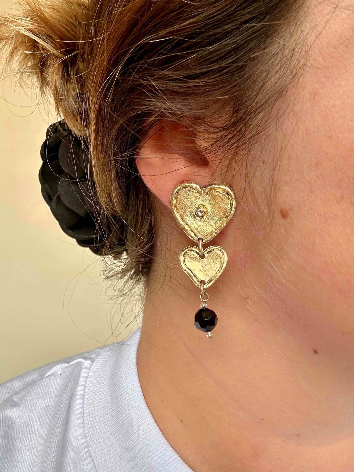 Heart-shaped clip-on earrings