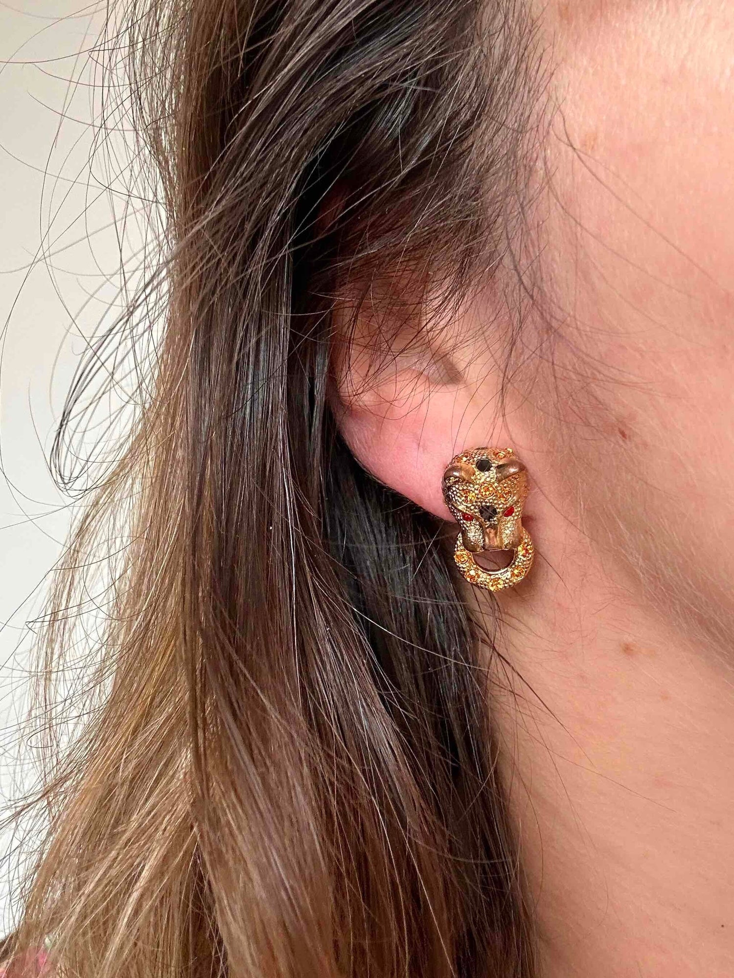 Clip-on panther earrings