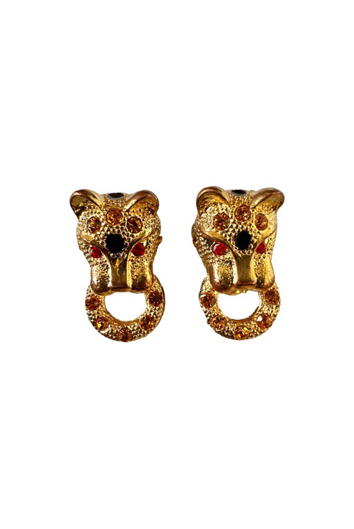 Clip-on panther earrings