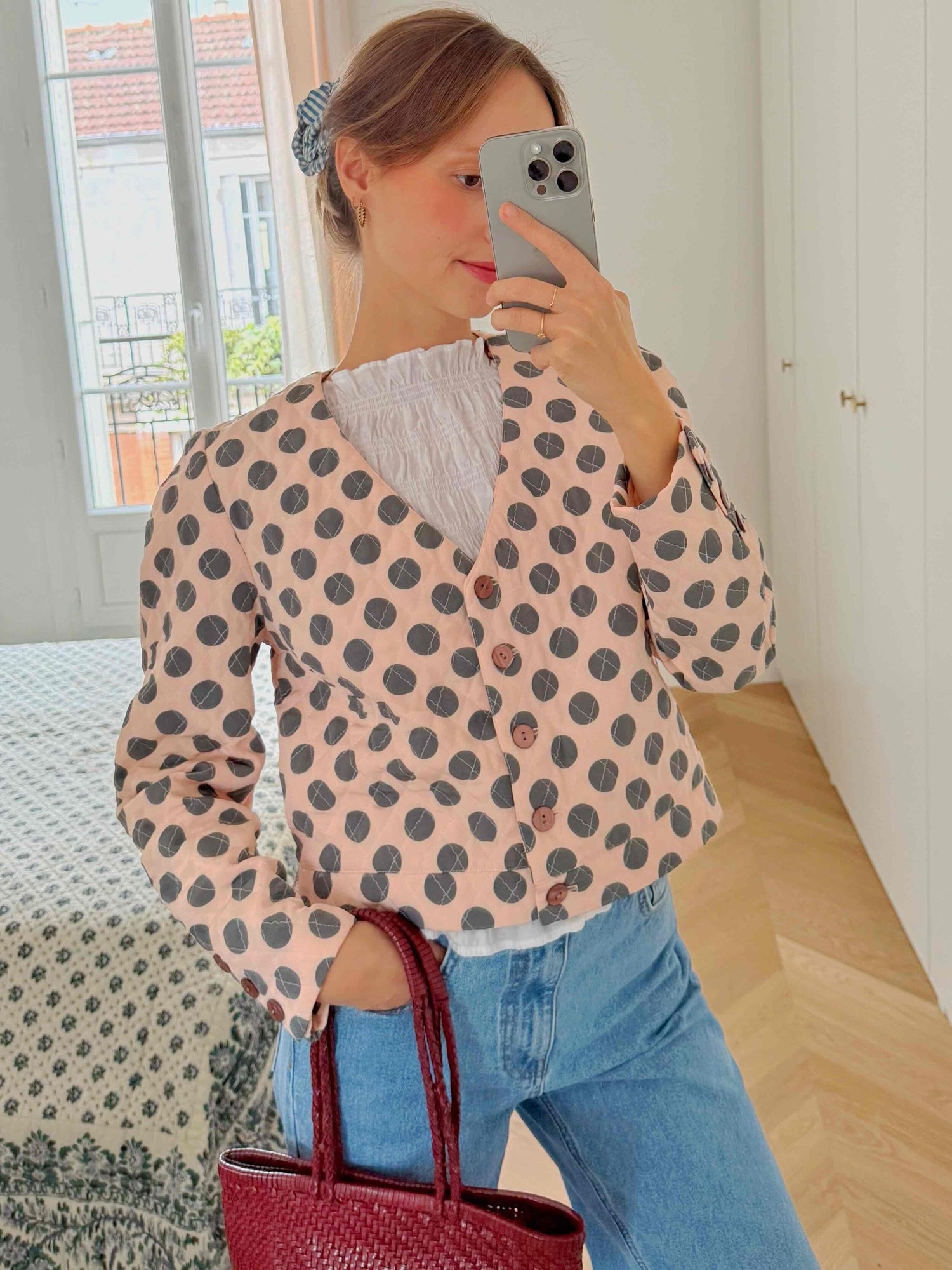 Veste matelassée à pois