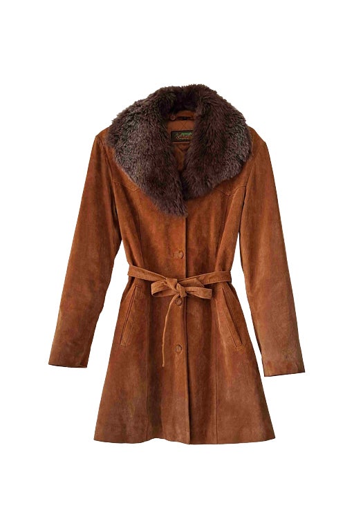 Manteau en daim et fourrure