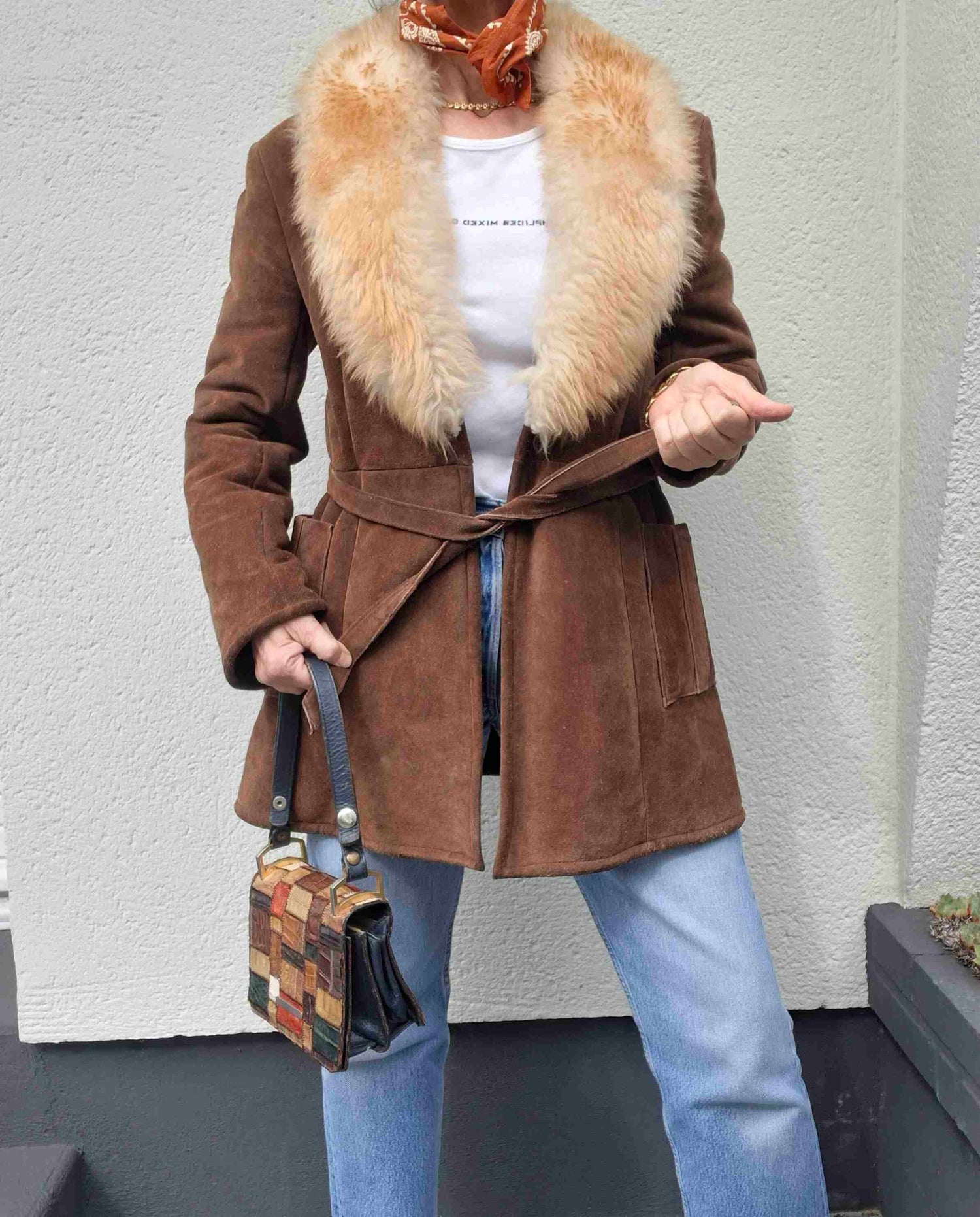Wool-lined leather coat