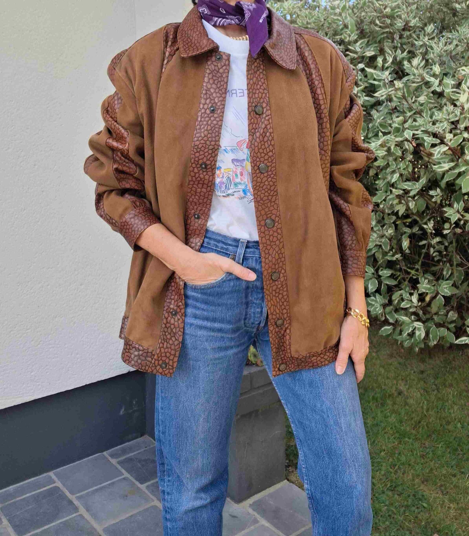 Veste en daim et cuir