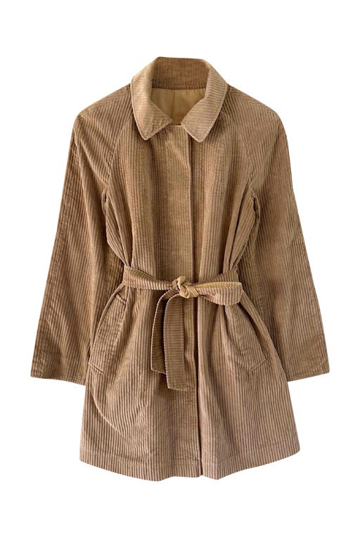 Reversible velvet trench coat