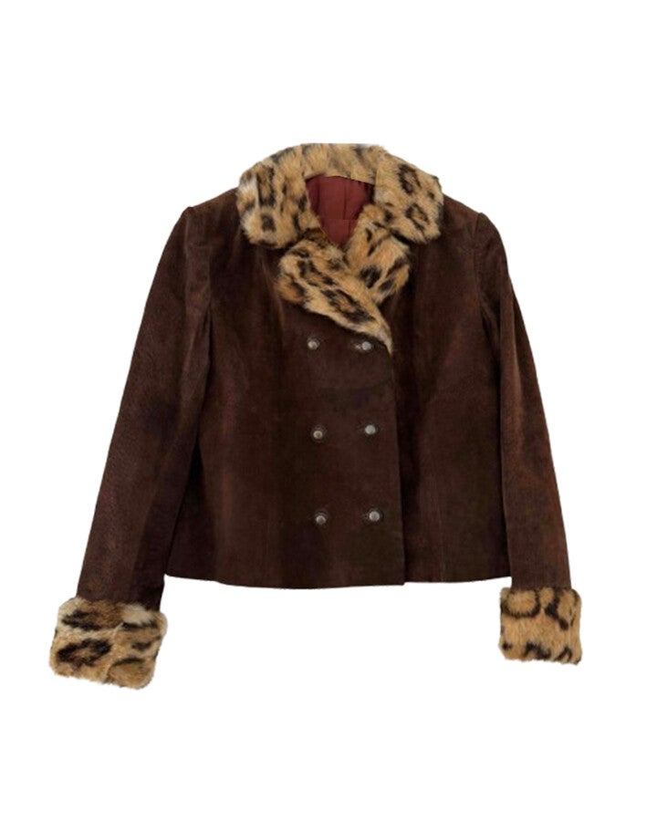 Veste en daim léopard