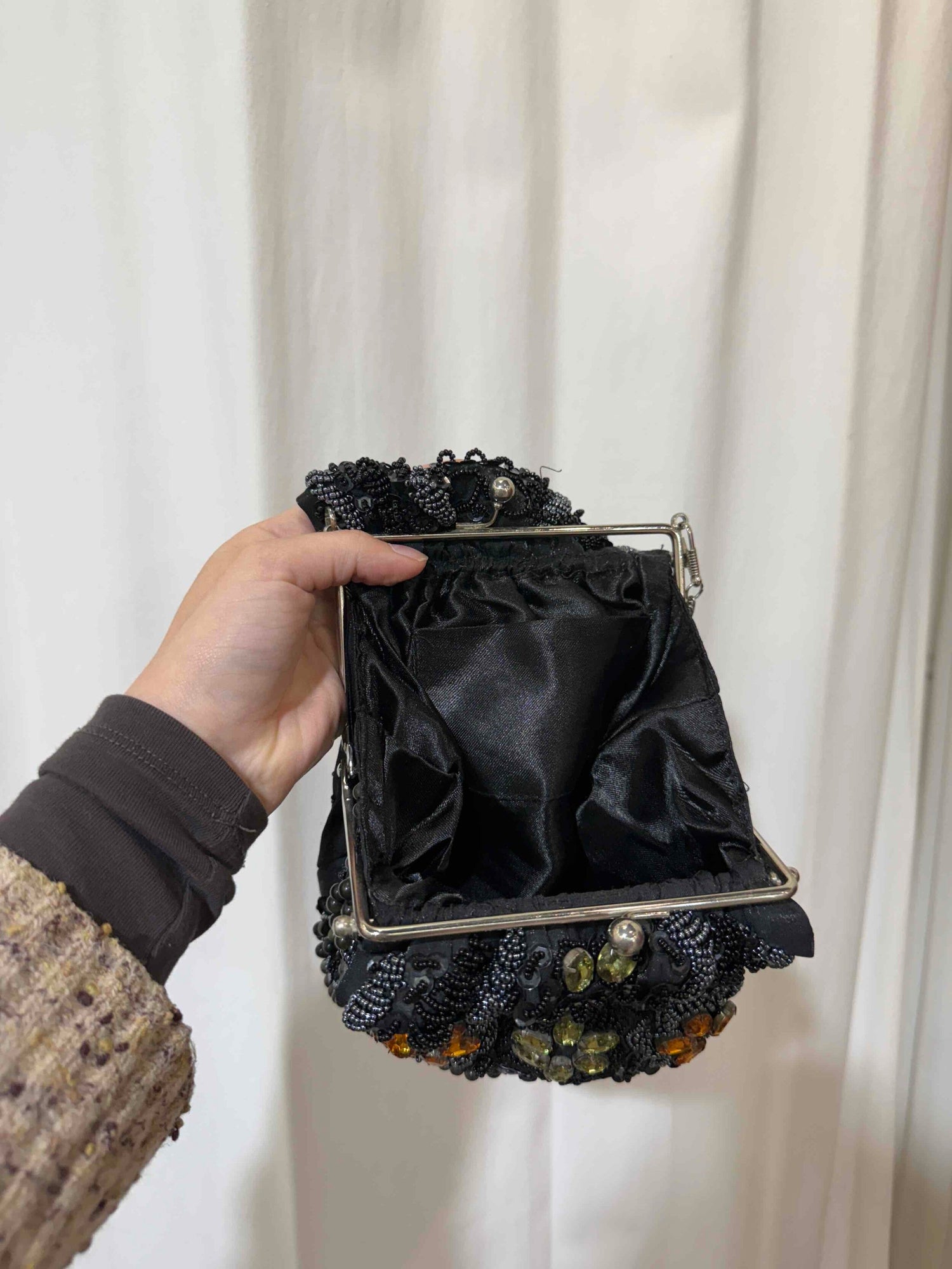 Pearlized minaudière bag