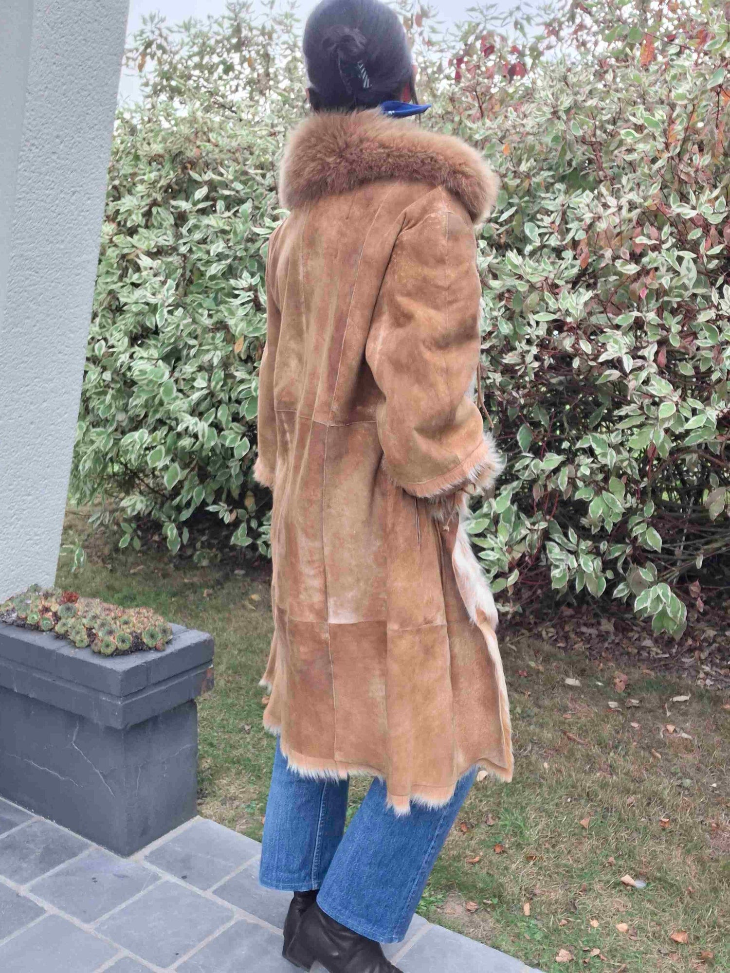 Suede and fur coat