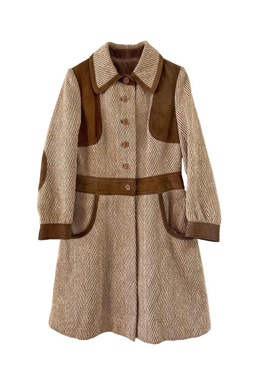 Manteau en laine et cuir