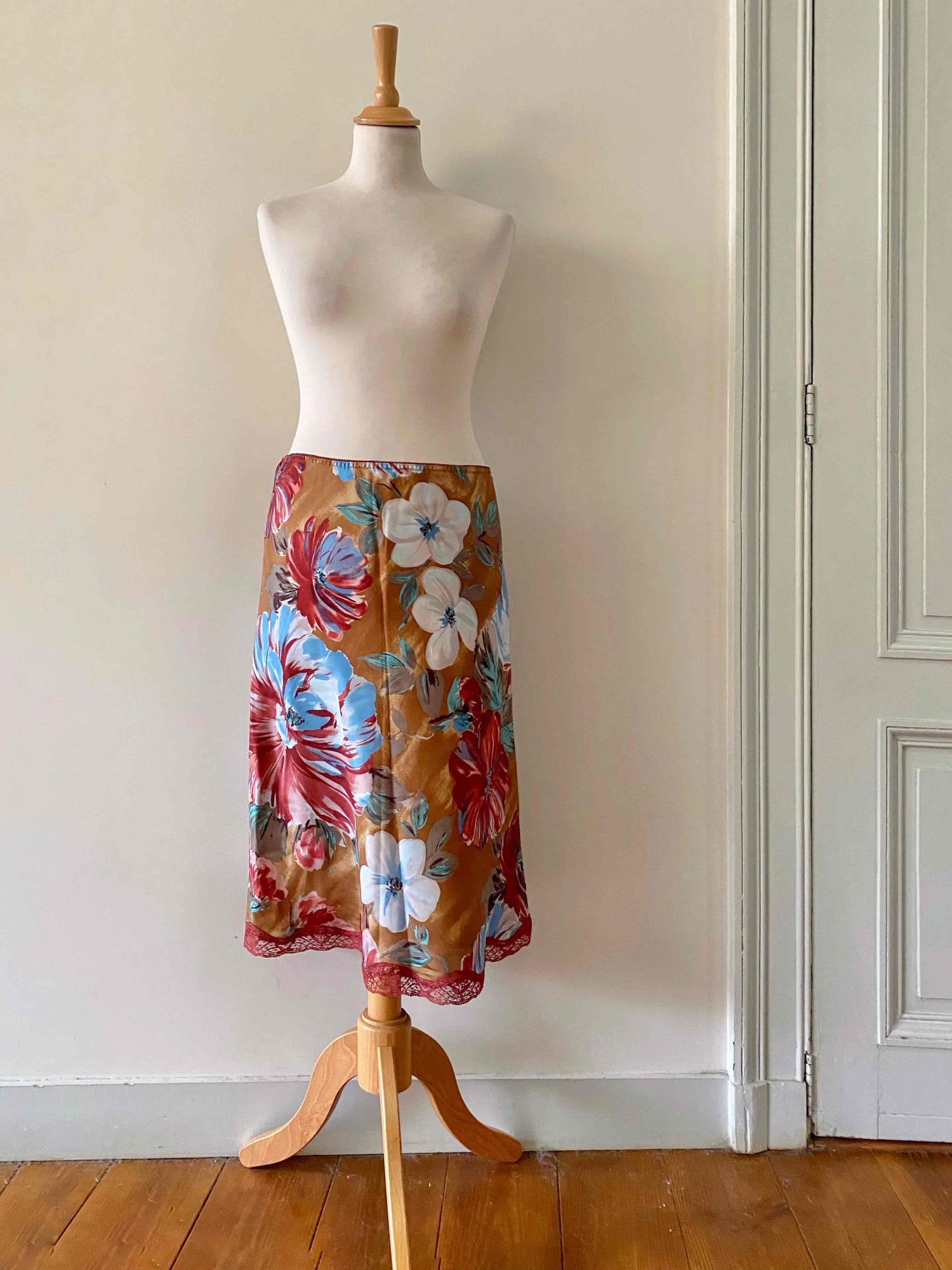 Silk midi skirt