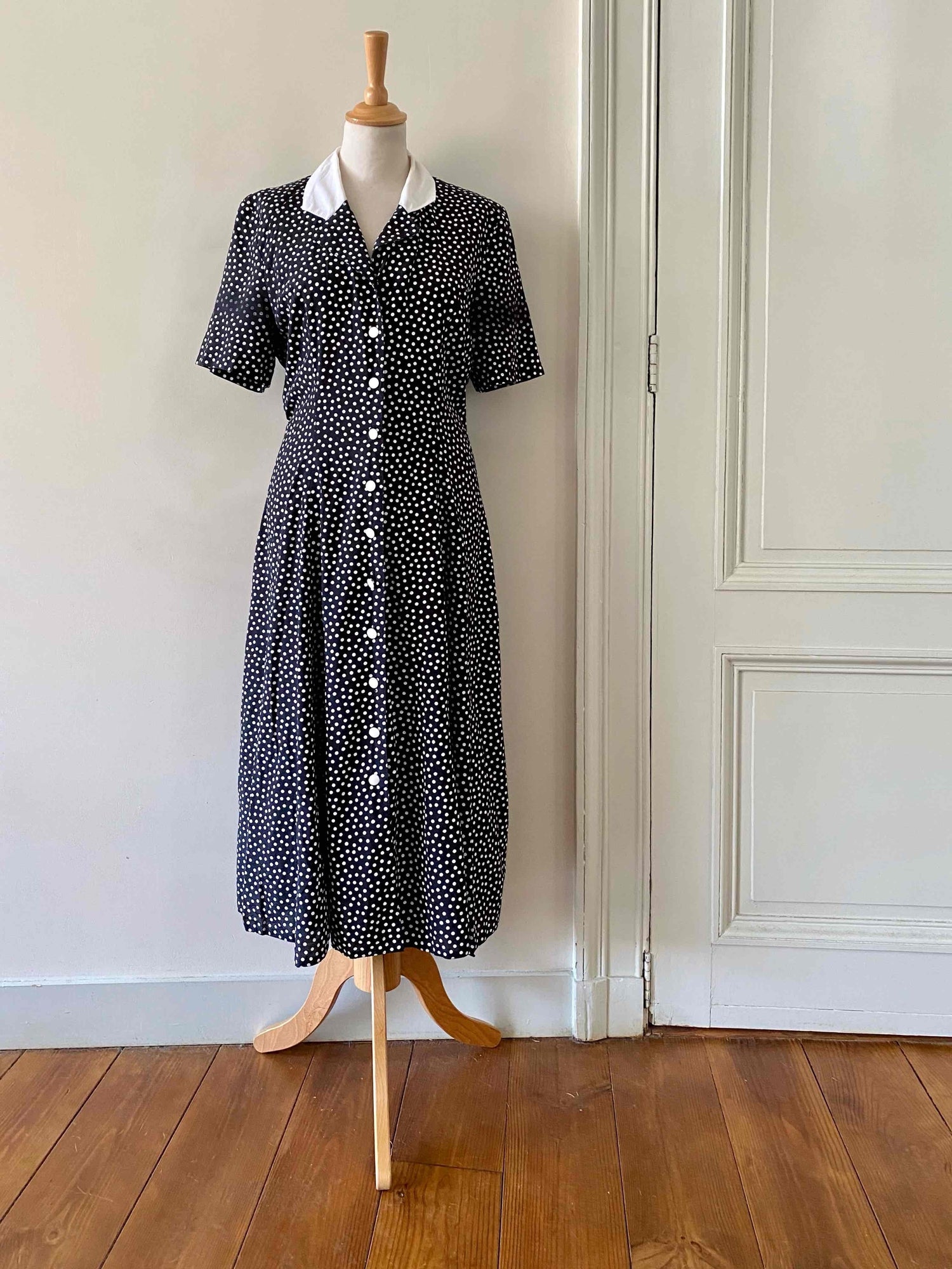 Polka dot button-up dress