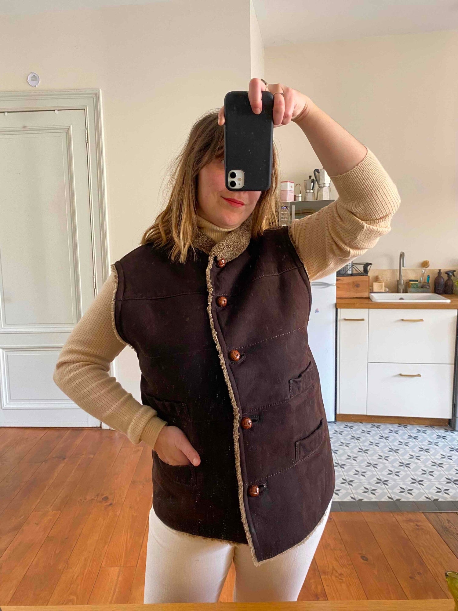 Wool-lined leather vest