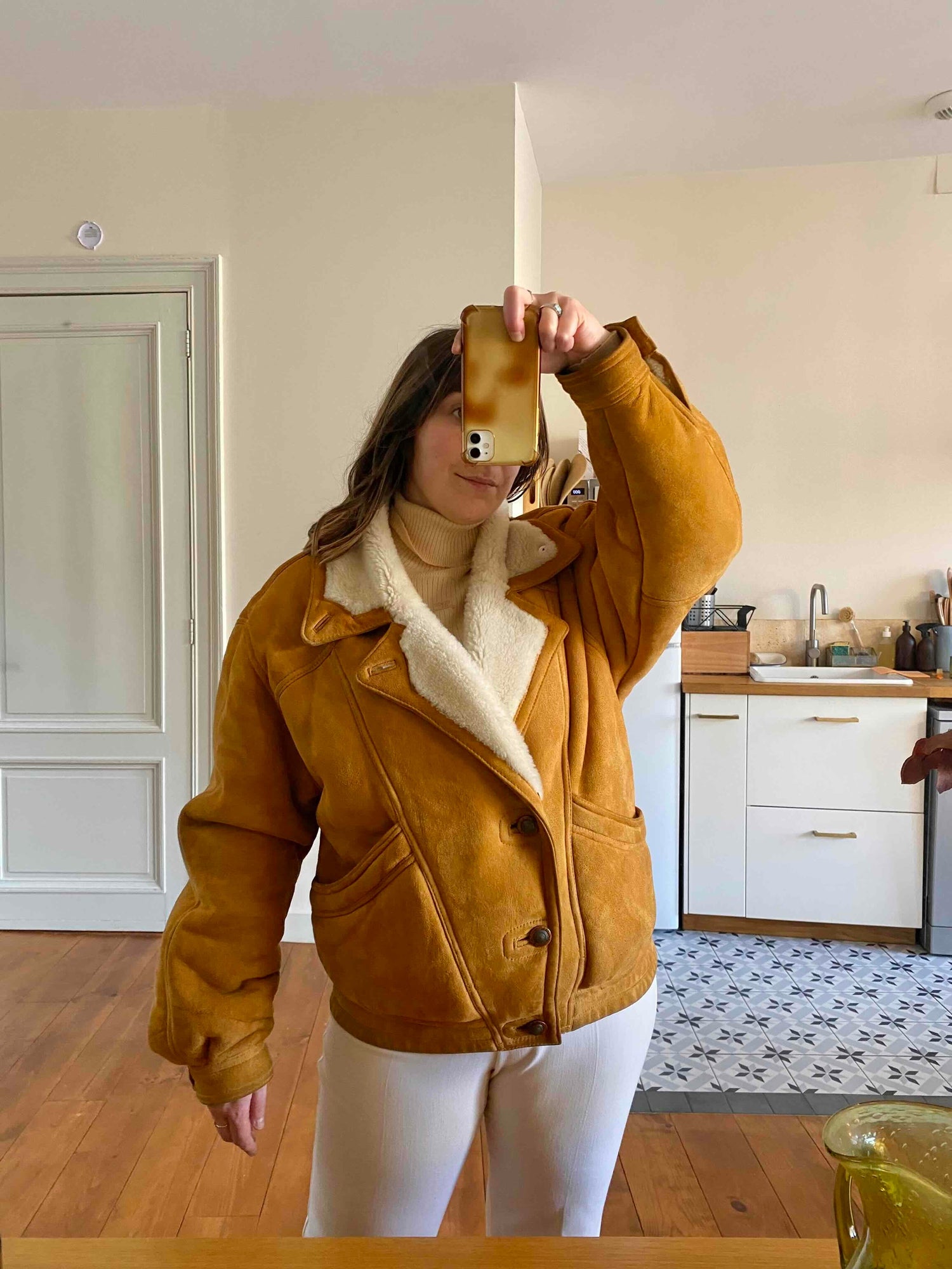 Veste en peau lainée