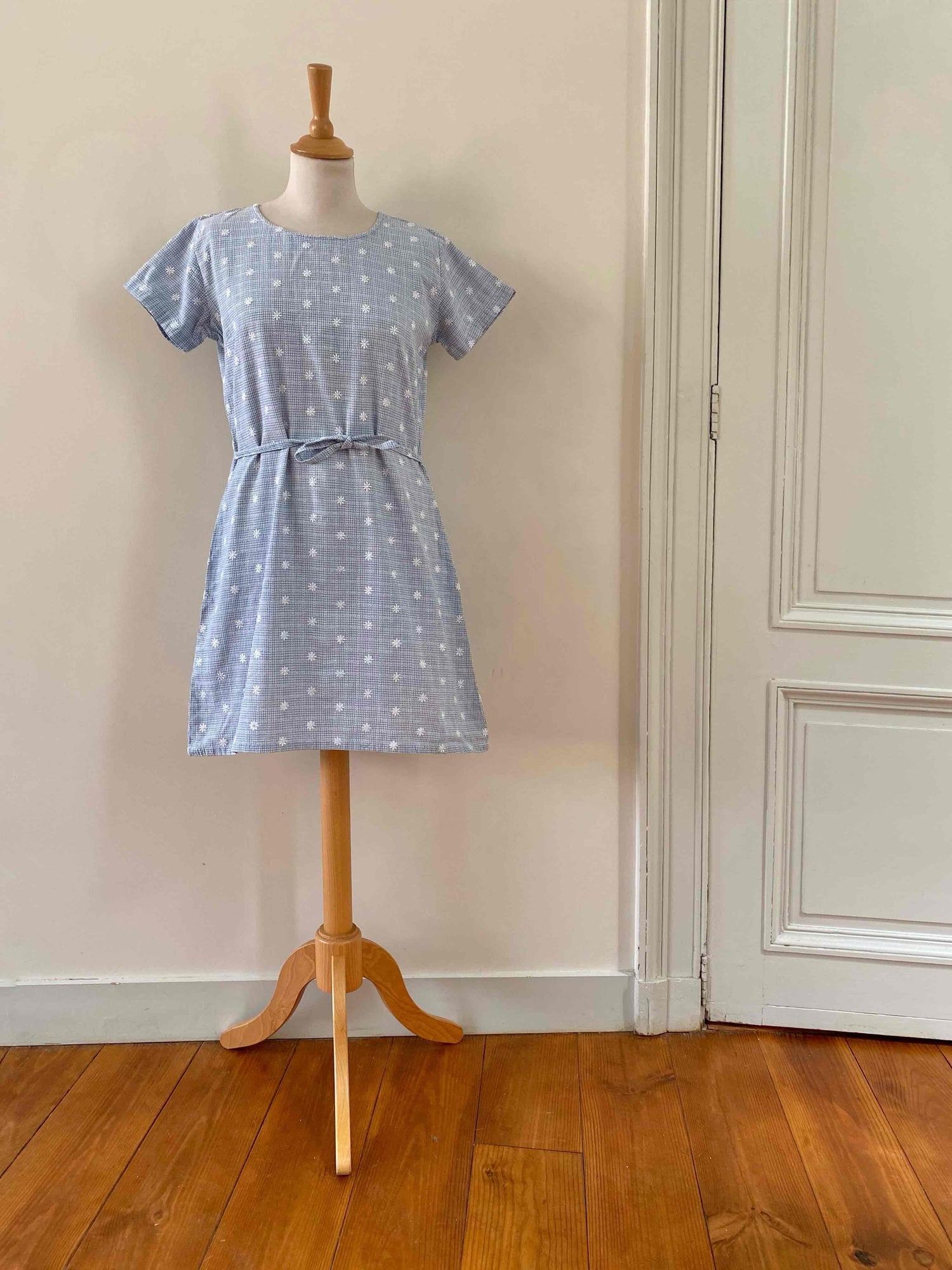 Vichy and floral mini dress