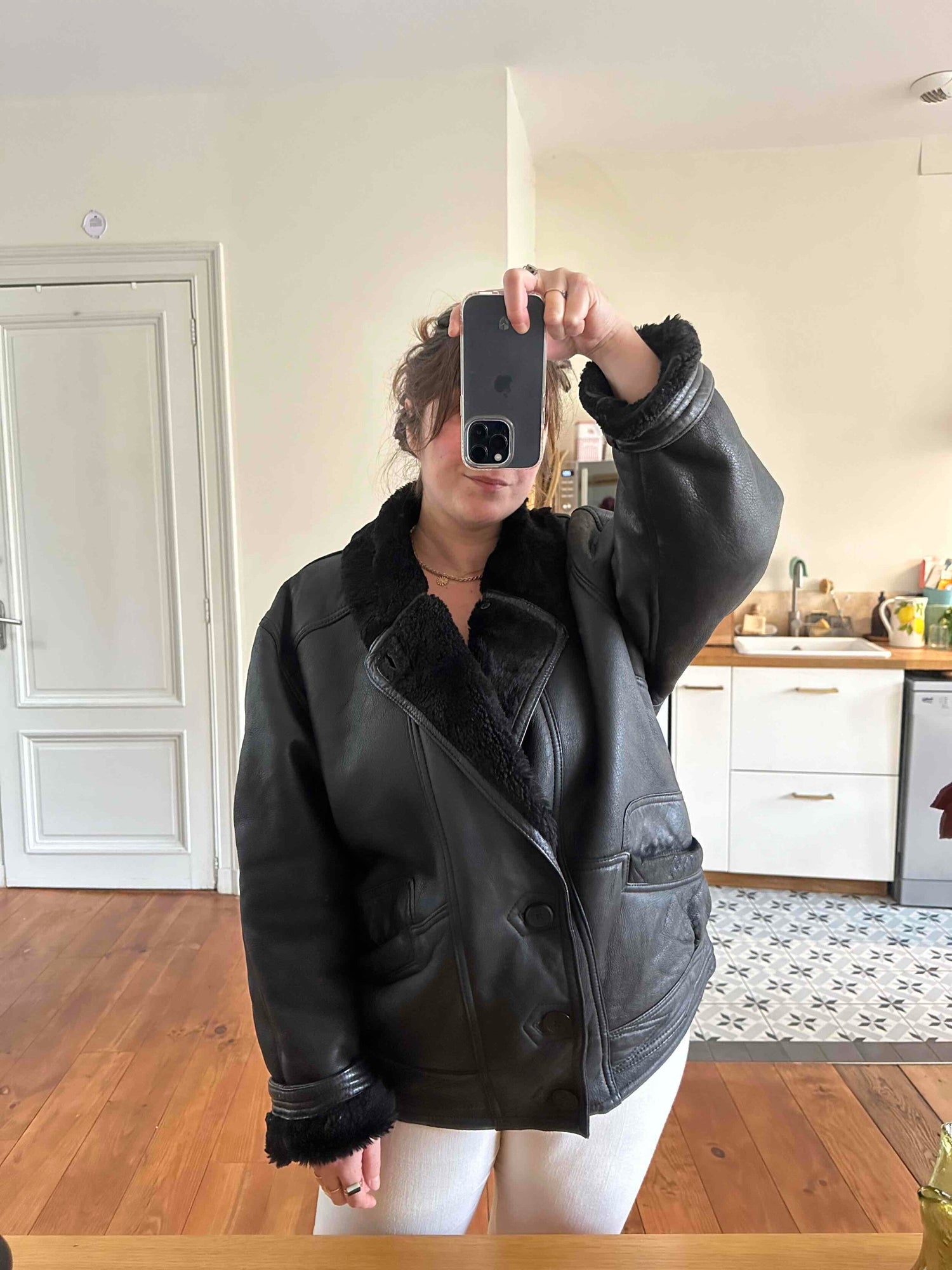 Wool-lined bomber jacket