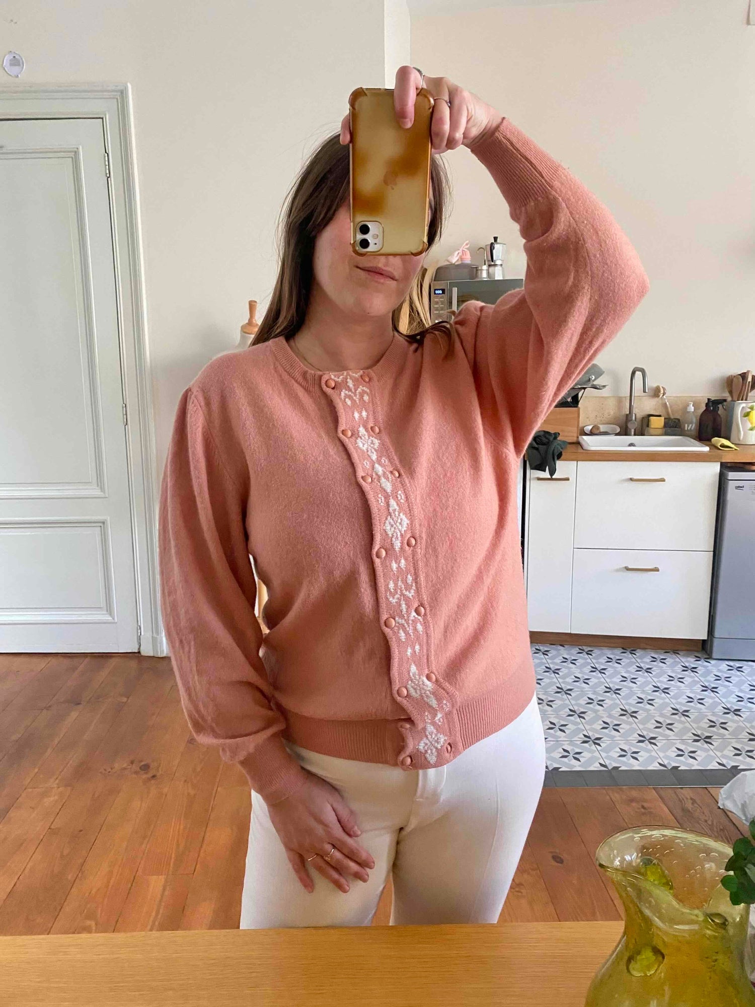 Angora and cashmere cardigan