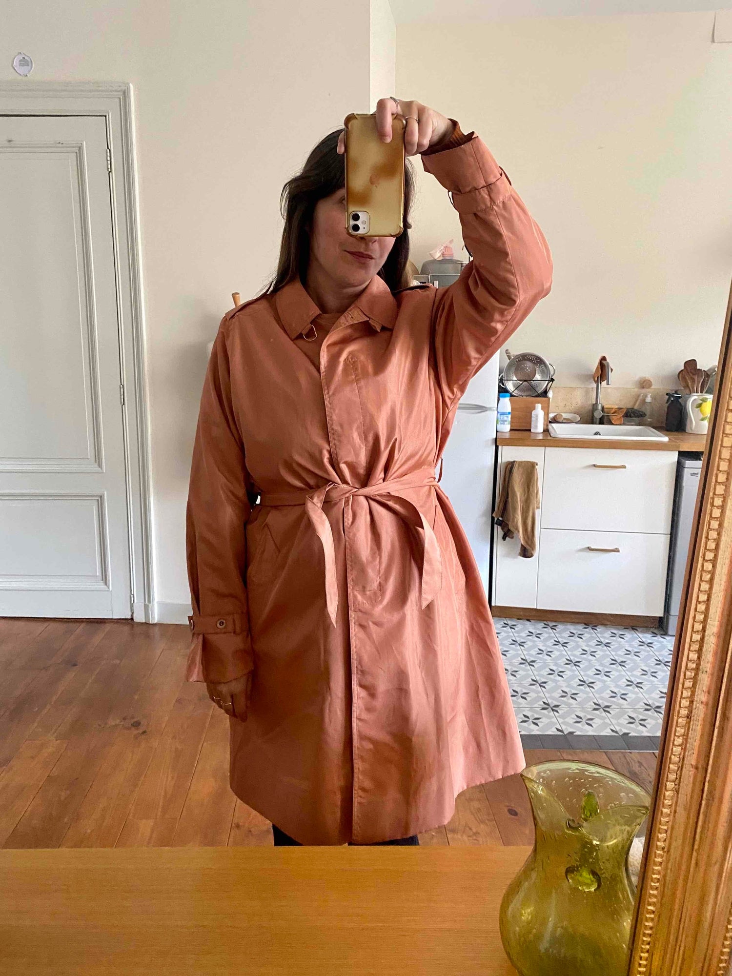 Trench rose ceinturé