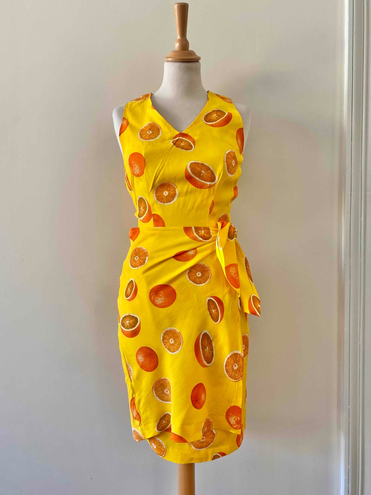 Citrus print wrap dress