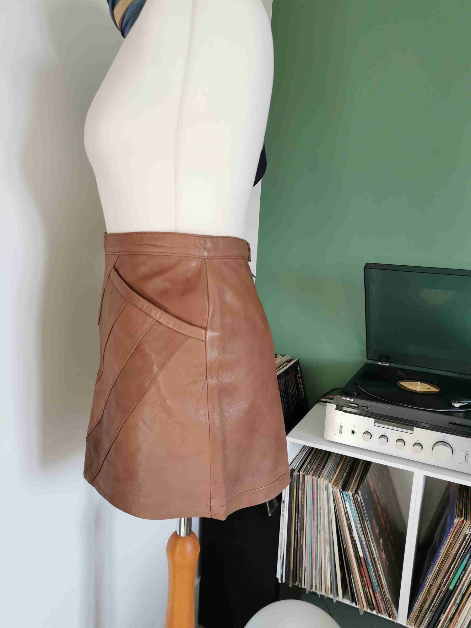 Leather mini skirt