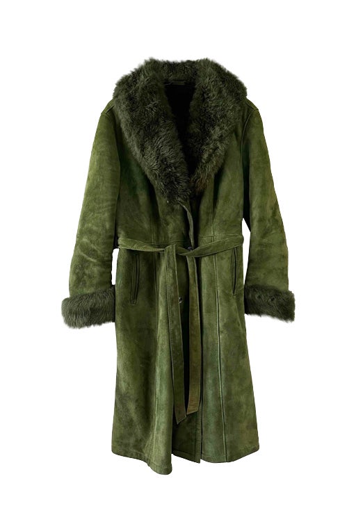 Wool-lined leather coat