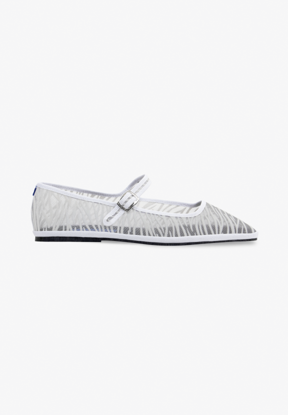 Furlanes Mary Janes Zebra White Mesh