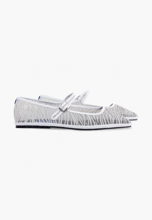 Furlanes Mary Janes Zebra White Mesh