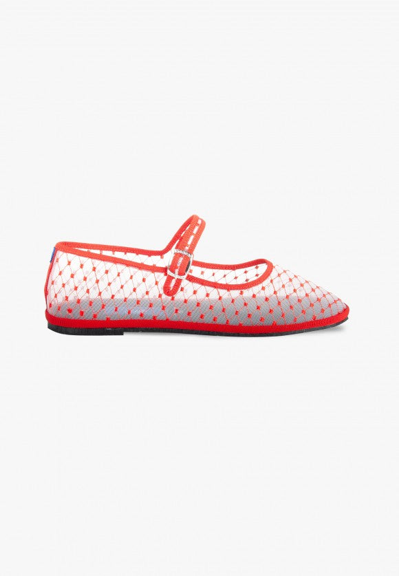 Furlanes Mary Janes Red Mesh