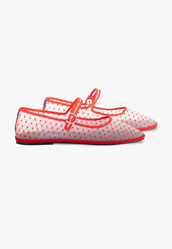 Furlanes Mary Janes Red Mesh
