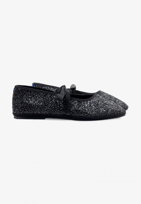 Furlanes Mary Janes Glitter Black