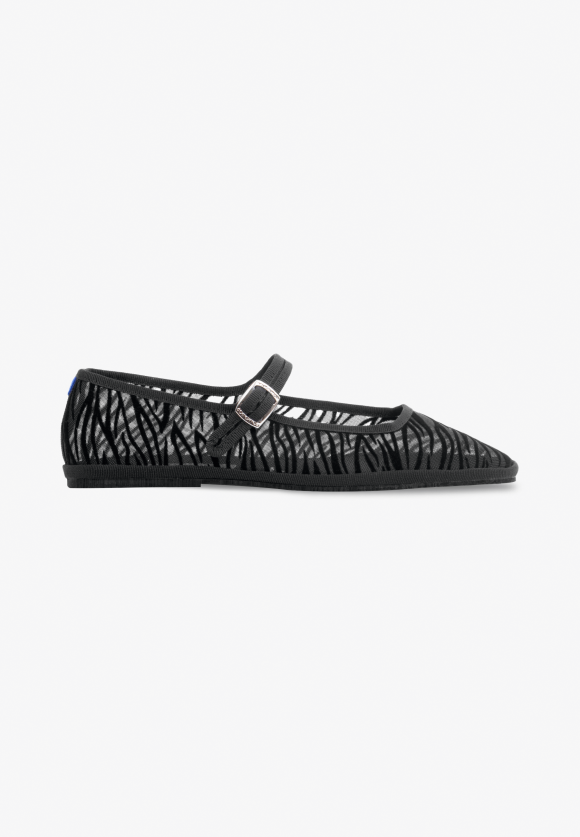Furlanes Mary Janes Zebra Black Mesh