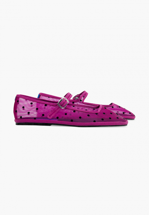 Furlanes Mary Janes Dots Fuchsia Mesh