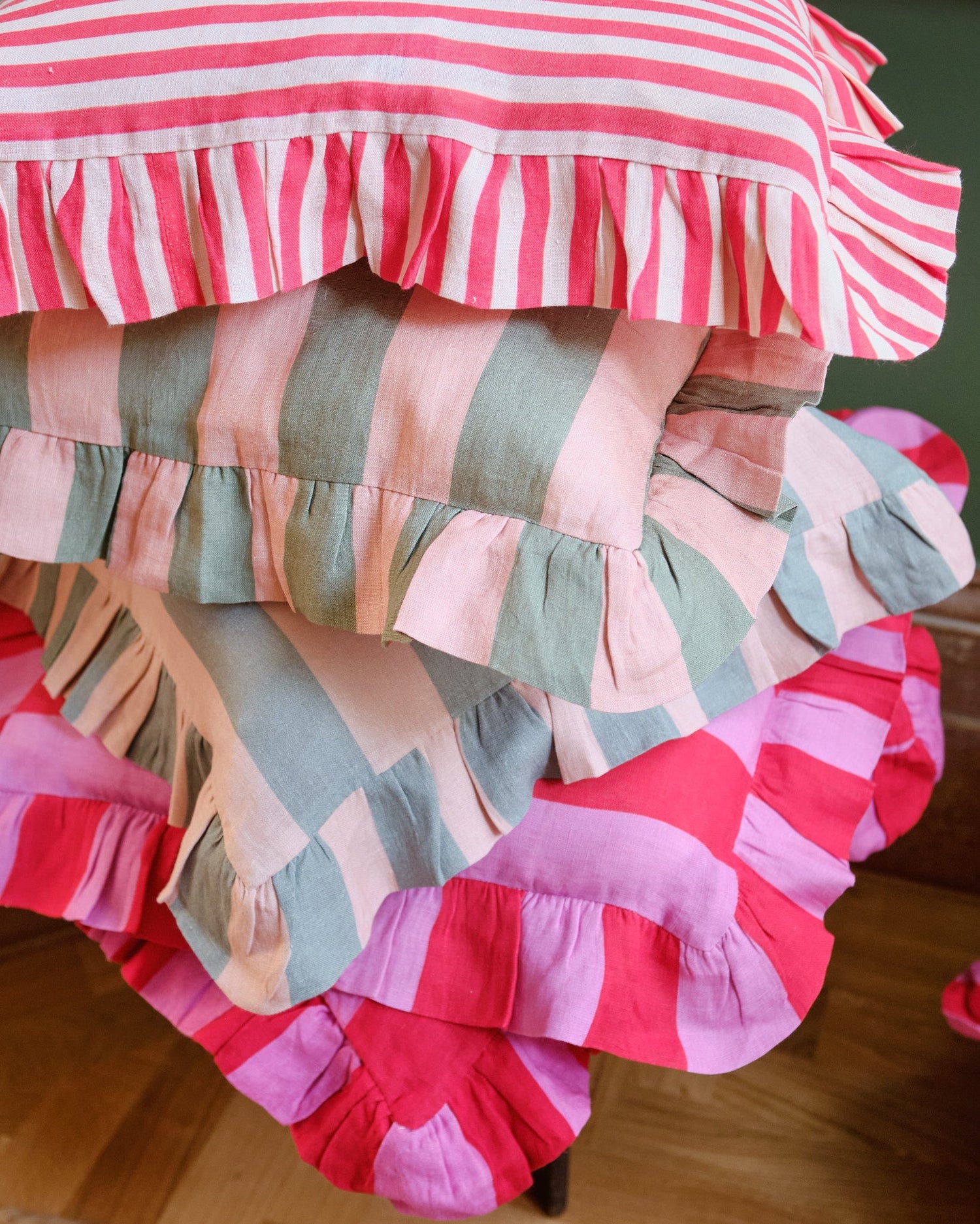 Cherry Red Candy Stripe Cushion Cover