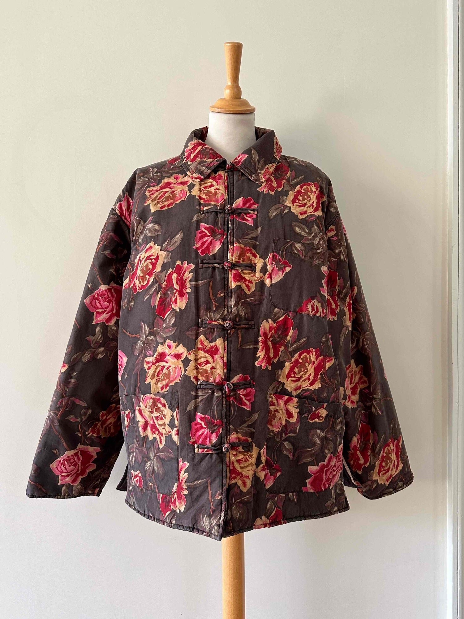Silk floral puffer jacket