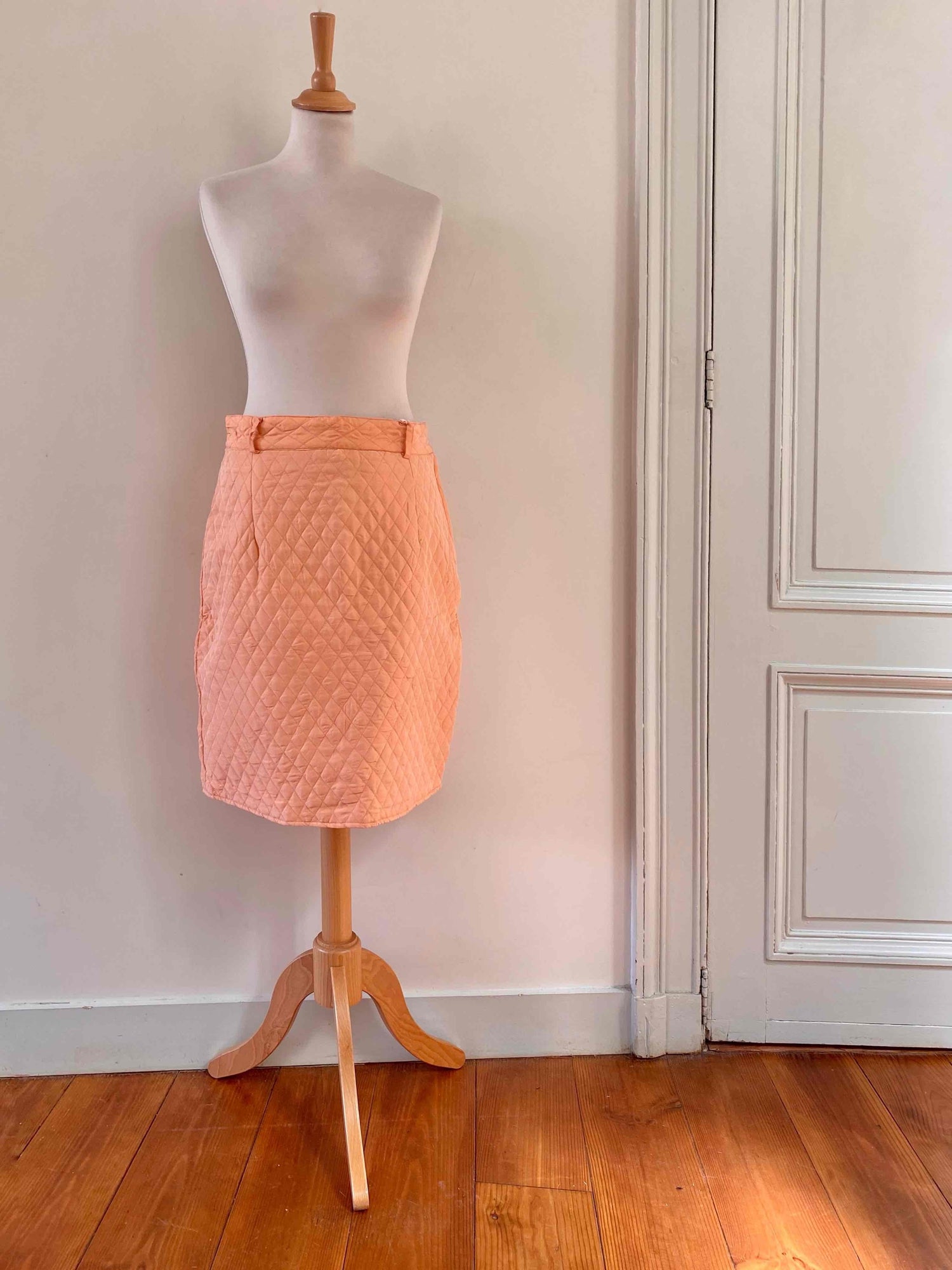 Quilted silk skirt