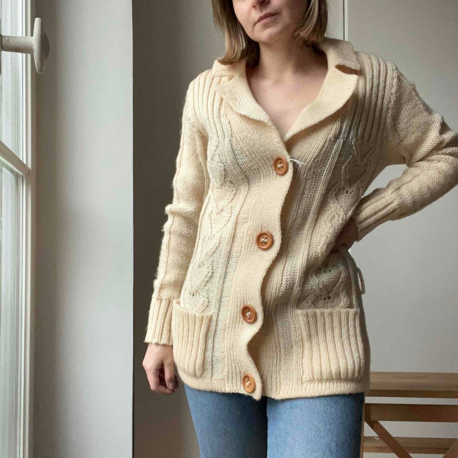 Cable knit cardigan