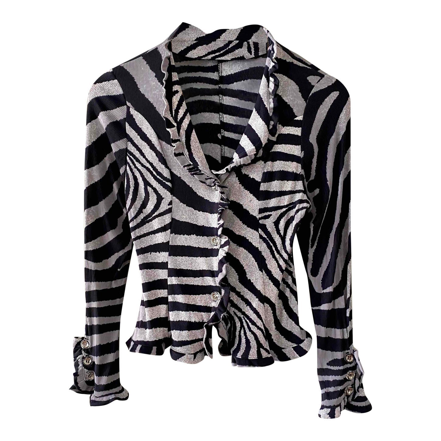 Zebra-striped ribbed top