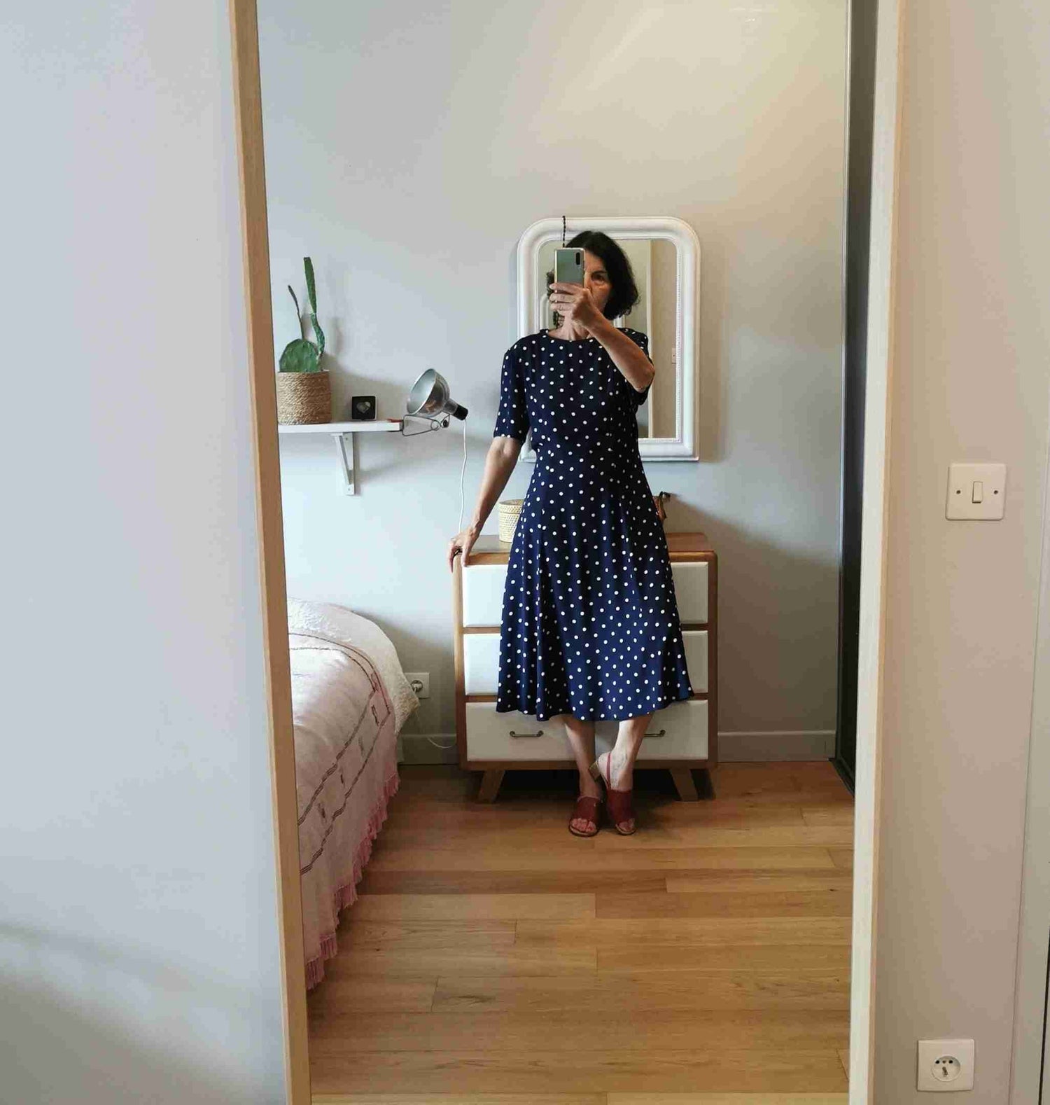 Long dress with polka dots