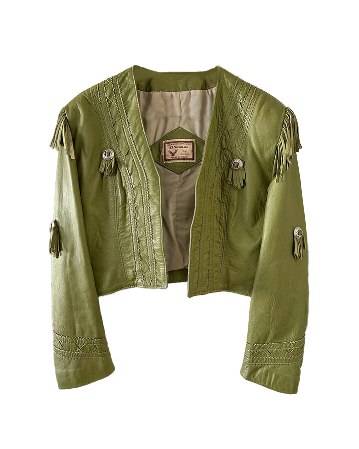 Veste en cuir frangée