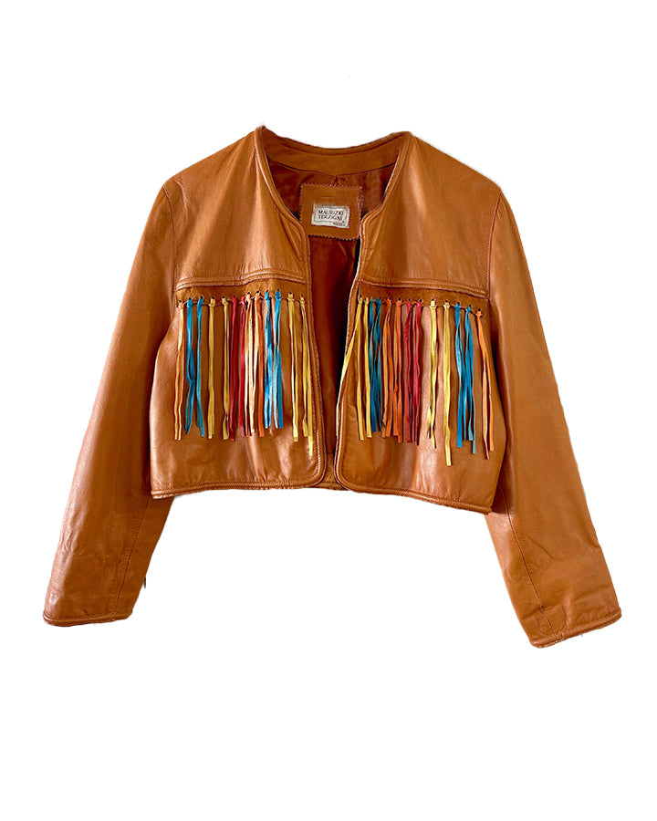 Veste en cuir frangée