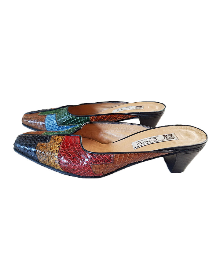 Mules en cuir exotique 90's