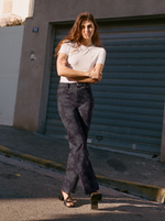 Pantalon Navy Faded Flowers Motif