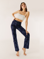 Pantalon Navy Faded Flowers Taille Haute