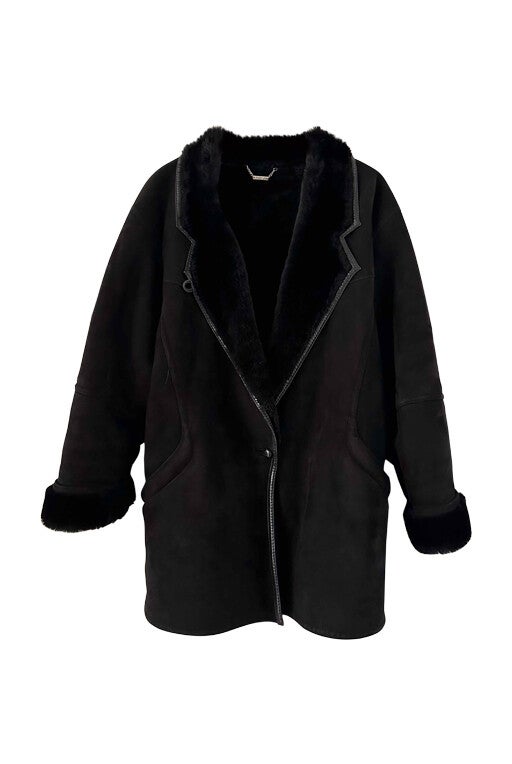 Wool-lined leather coat