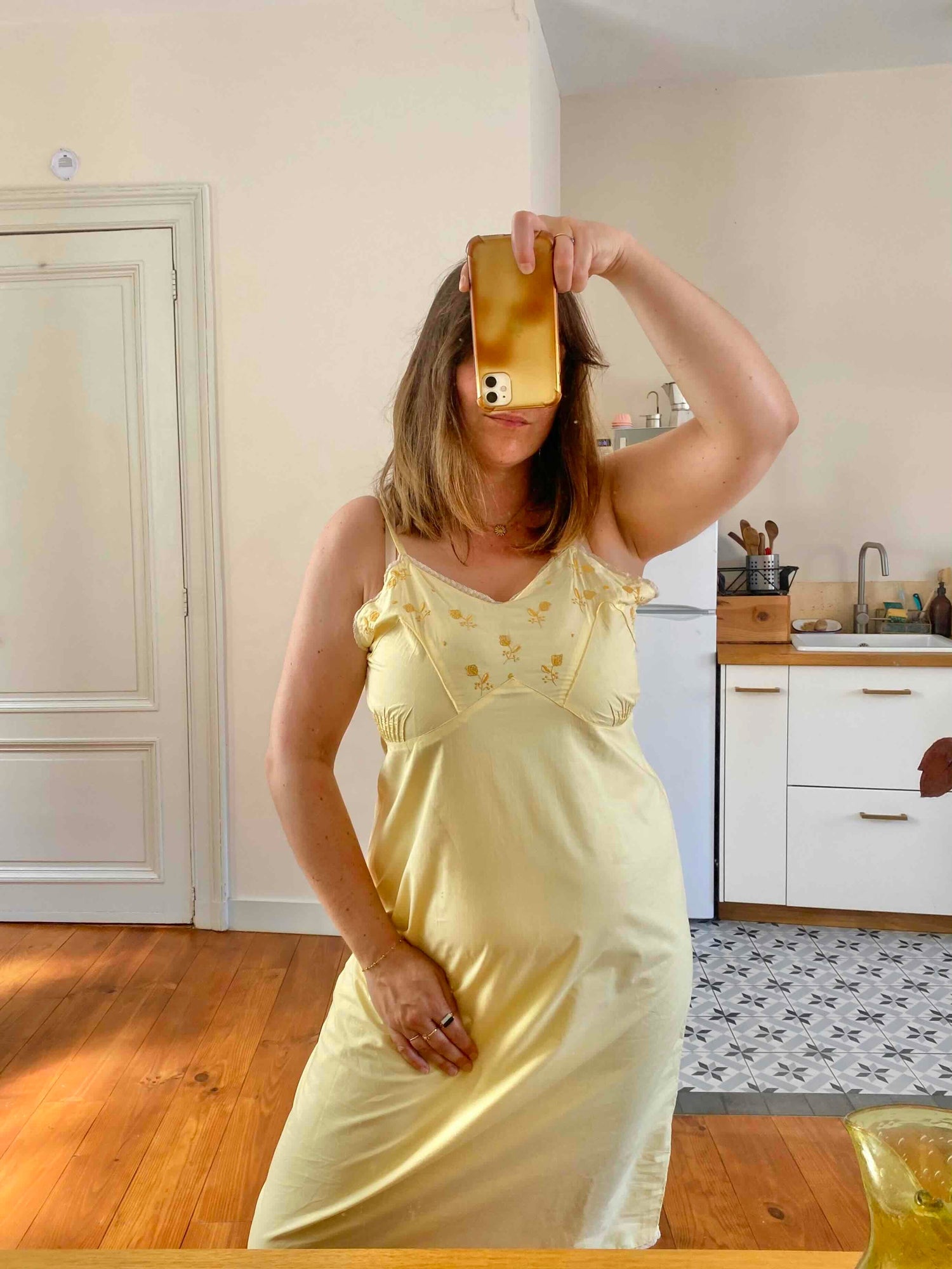 Embroidered cotton nightgown